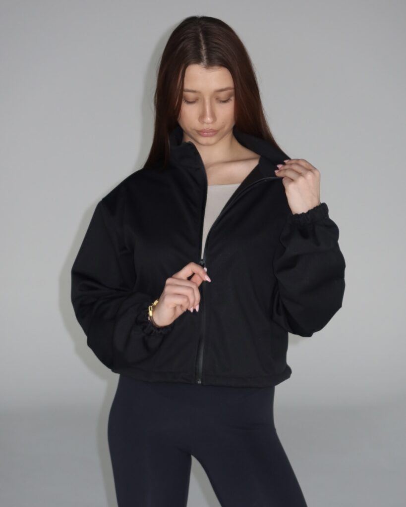 Cropped Full-Zip Jacket BLACK